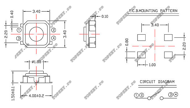 Micro-contact KSS-0EGP150, 4 pini de TOPKEY.ro 0 Micro-contact KSS-0EGP150, 4 pini de TOPKEY.ro 0