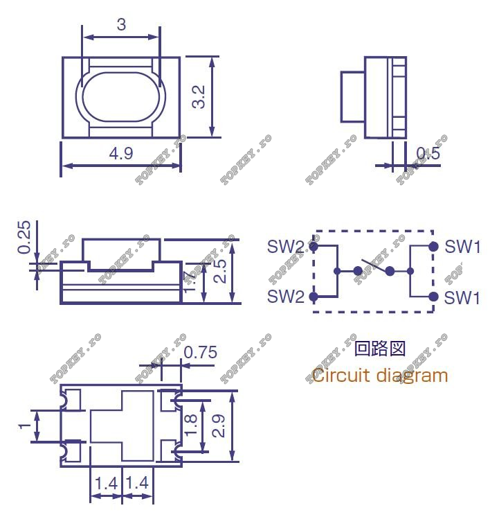 Micro butoane LS8J cu 4 picioare de TOPKEY.ro 1 Micro butoane LS8J cu 4 picioare de TOPKEY.ro 1