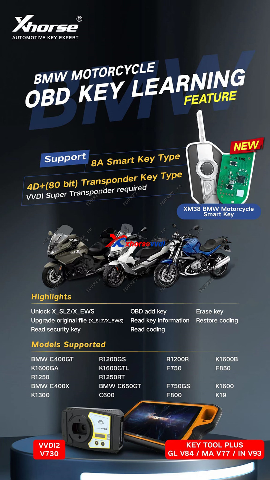 Cheie KeylessGo inteligentă Xhorse pentru motociclete BMW cu 2 butoane de TOPKEY.ro 1 Cheie KeylessGo inteligentă Xhorse pentru motociclete BMW cu 2 butoane de TOPKEY.ro 1