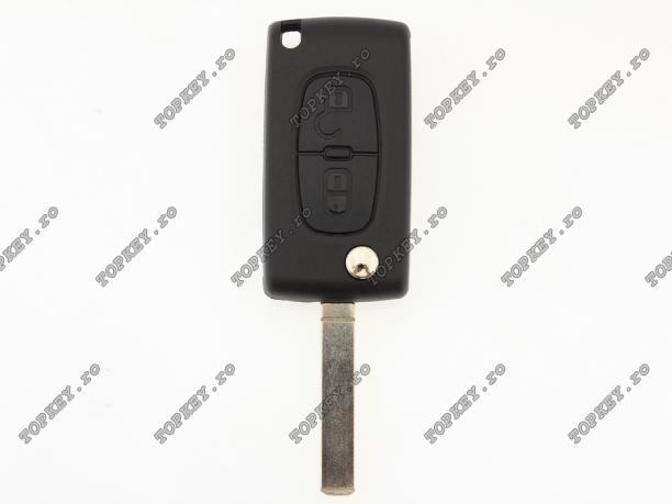 Carcasa KEY pentru Citroen tip briceag cu 2 butoane si lamela de TOPKEY.ro Carcasa KEY pentru Citroen tip briceag cu 2 butoane si lamela de TOPKEY.ro