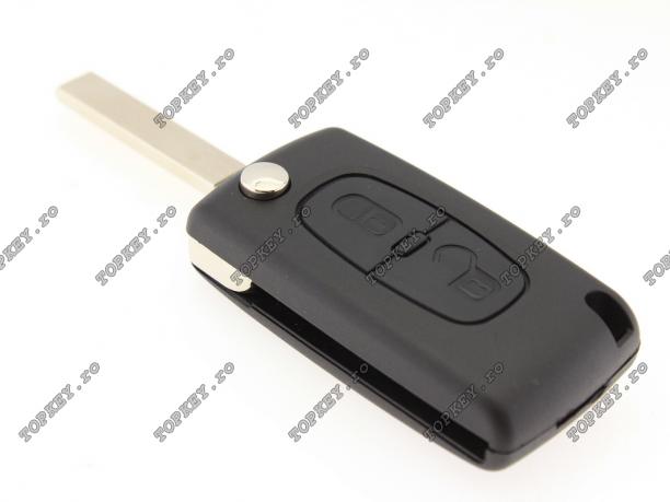 Carcasa KEY pentru Citroen tip briceag cu 2 butoane si lamela de TOPKEY.ro Carcasa KEY pentru Citroen tip briceag cu 2 butoane si lamela