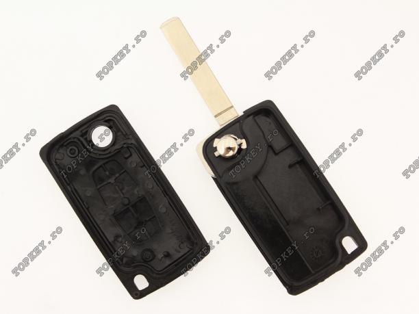 Carcasa KEY pentru Citroen tip briceag cu 2 butoane si lamela de TOPKEY.ro Carcasa KEY pentru Citroen tip briceag cu 2 butoane si lamela