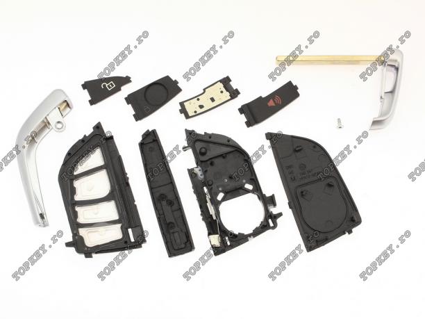 Carcasa SmartKey BMW X5 cu 4 butoane si cheie de urgenta de TOPKEY.ro Carcasa SmartKey BMW X5 cu 4 butoane si cheie de urgenta