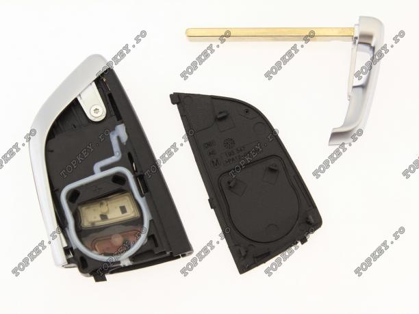 Carcasa SmartKey BMW X5 cu 4 butoane si cheie de urgenta de TOPKEY.ro Carcasa SmartKey BMW X5 cu 4 butoane si cheie de urgenta