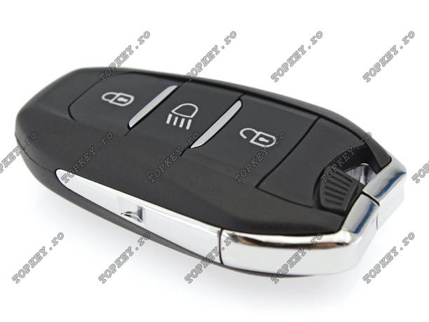 Cheie KeylessGo pentru Peugeot Citroen cu 3 butoane AES 4A, 433 MHz de TOPKEY.ro Cheie KeylessGo pentru Peugeot Citroen cu 3 butoane AES 4A, 433 MHz