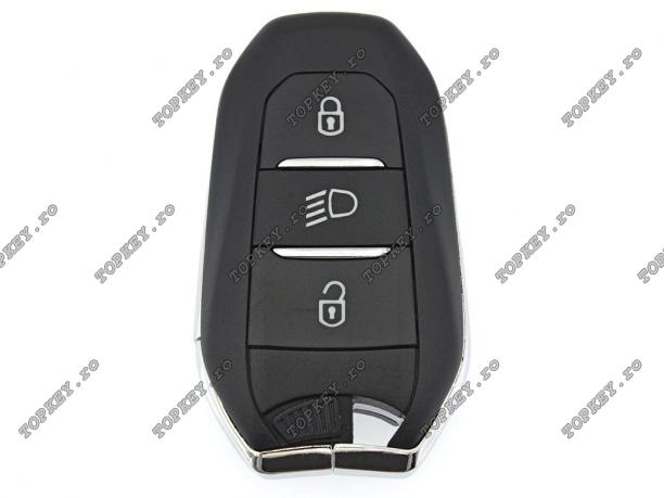 Cheie KeylessGo pentru Peugeot Citroen cu 3 butoane AES 4A, 433 MHz de TOPKEY.ro Cheie KeylessGo pentru Peugeot Citroen cu 3 butoane AES 4A, 433 MHz de TOPKEY.ro