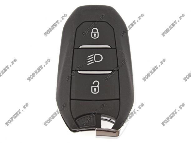 Cheie KeylessGo pentru mașini Peugeot cu 433mHz și 3 butoane de TOPKEY.ro