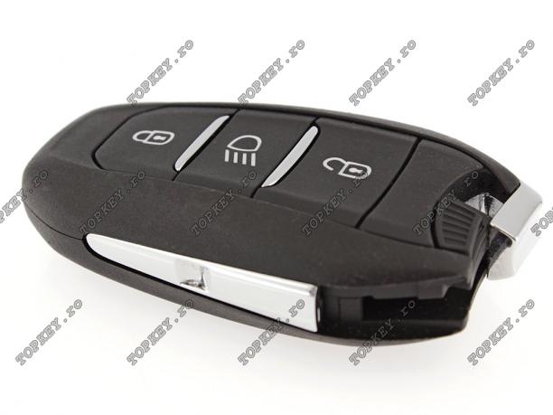 Cheie KeylessGo pentru mașini Peugeot cu 433mHz și 3 butoane