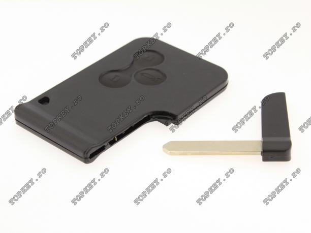 Cheie Smart cartela Renault Megane cu cheie de urgenta, trei butoane KEY de TOPKEY.ro Cheie Smart cartela Renault Megane cu cheie de urgenta, trei butoane KEY