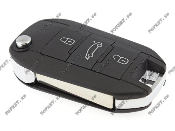 Cheie cu telecomanda pentru Peugeot Citroen cu 3 butoane (portbagaj), 433mhz