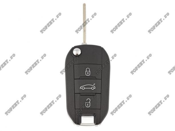 Cheie cu telecomanda pentru Peugeot Citroen cu 3 butoane (portbagaj), 433mhz de TOPKEY.ro