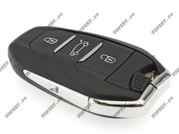 Cheie de proximitate pentru Peugeot Citroen cu 3 butoane AES 4A, 433 MHz de TOPKEY.ro Cheie de proximitate pentru Peugeot Citroen cu 3 butoane AES 4A, 433 MHz