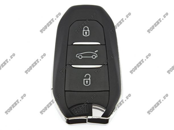 Cheie de proximitate pentru Peugeot Citroen cu 3 butoane AES 4A, 433 MHz de TOPKEY.ro Cheie de proximitate pentru Peugeot Citroen cu 3 butoane AES 4A, 433 MHz de TOPKEY.ro