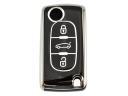 Carcasa de protectie TPU pentru cheie pliabila cu 3 butoane Peugeot Citroen